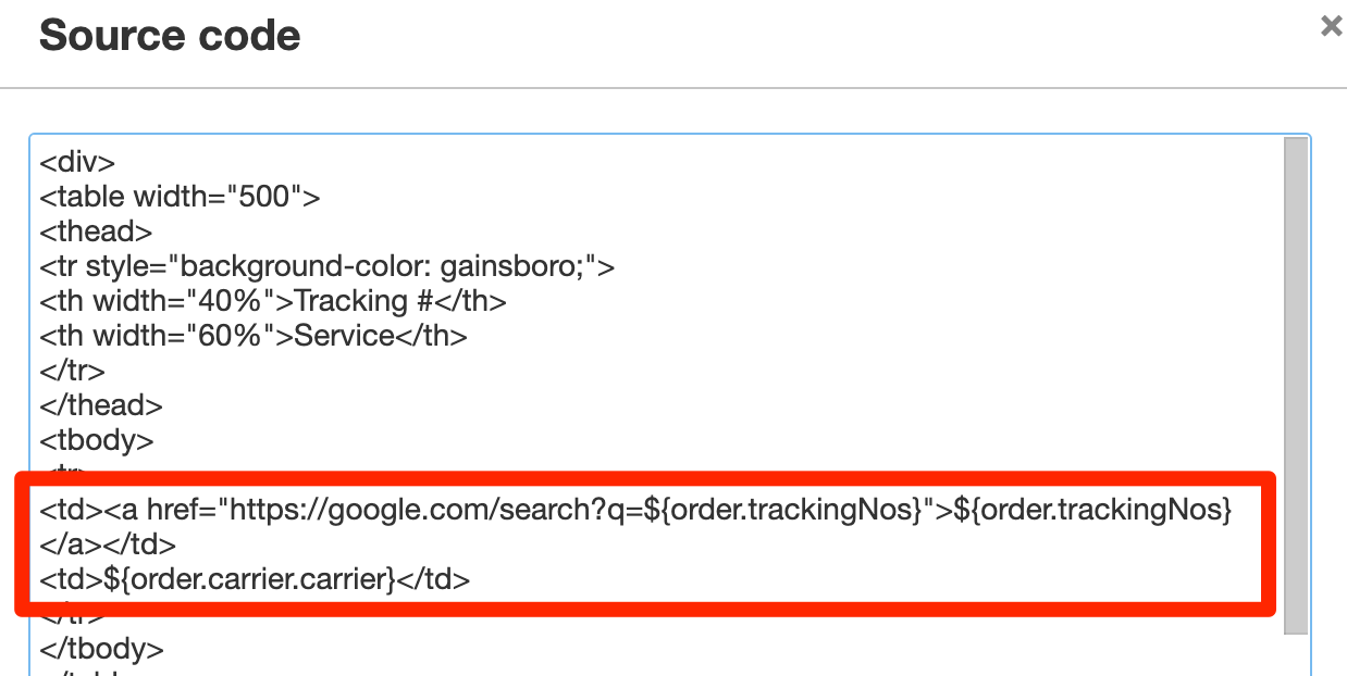 Embed Clickable Links for Tracking Numbers in Emails